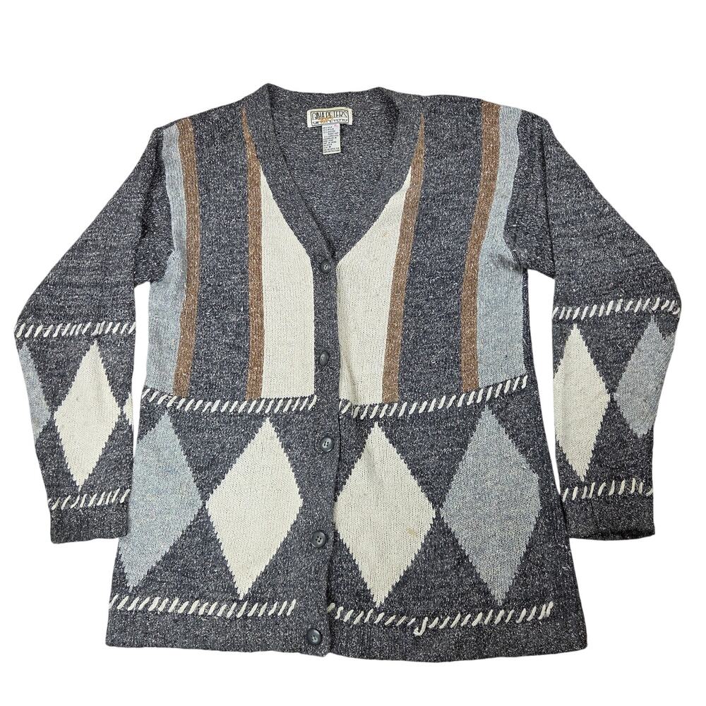 Gina Peters Sport Vintage Silk Angora Cardigan Sweater M Hong Kong Made